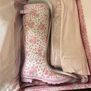 LoveShackFancy Pink Floral Rain Boots
